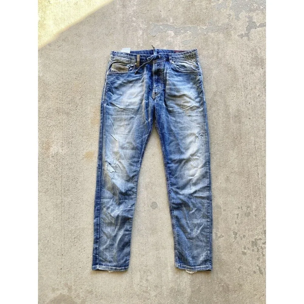 Men's DIESEL Narrot Distressed Medium Rinse Cotton Sweatpant Jeans, Size 34 - Picture 1 of 13